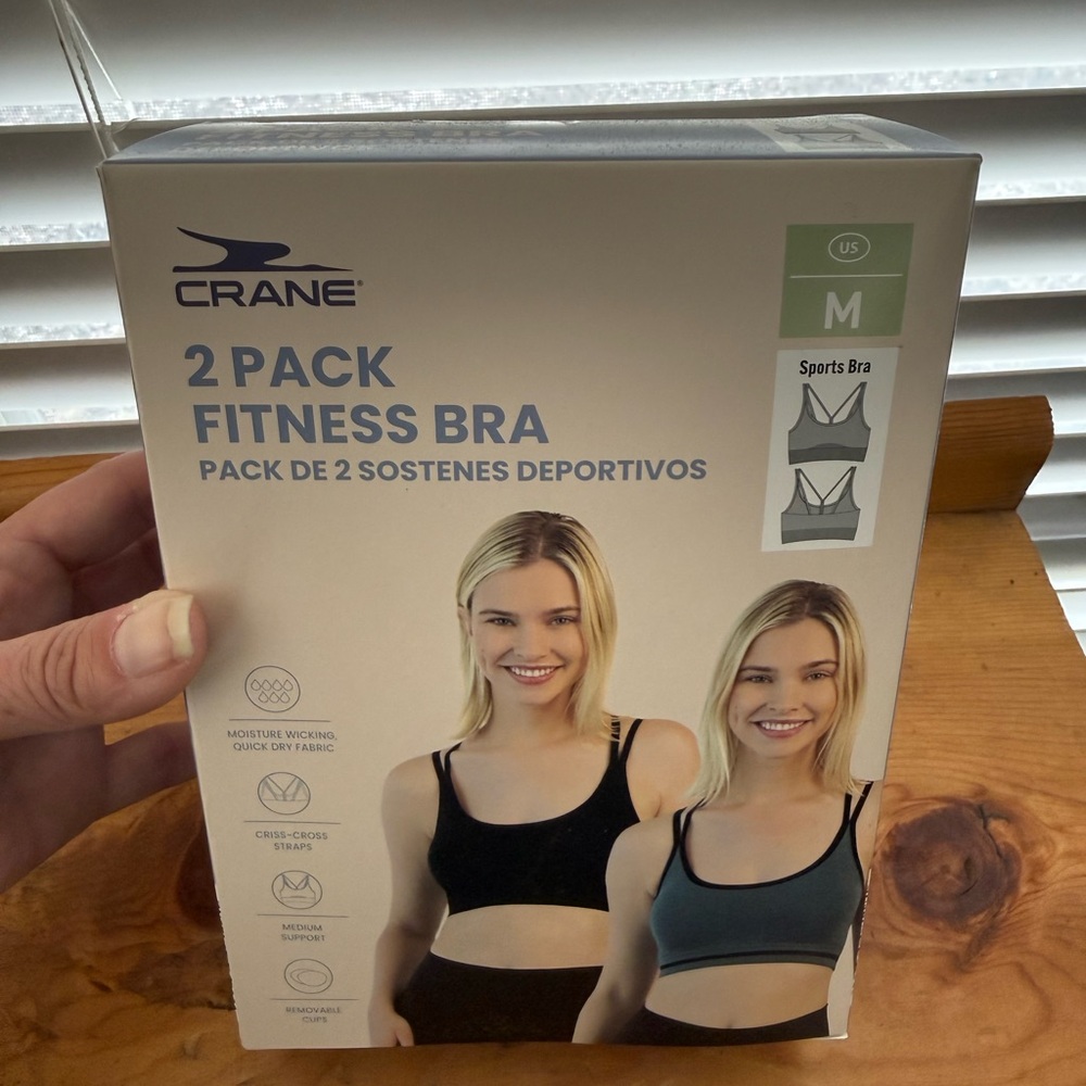 Crane 2 Pack Fitness Bra - Black and turquoise